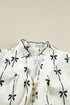 Bow Detail Stripe Print Puff Sleeve Ruffled Mini Dress