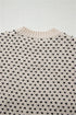 Bow Embellished Heart Pattern Crew Neck Sweater