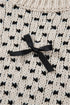 Bow Embellished Heart Pattern Crew Neck Sweater