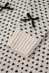 Bow Embellished Heart Pattern Crew Neck Sweater