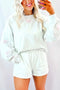 Bow Embroidered Drop Shoulder Pullover Knit Short Set