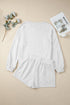 Bow Embroidered Drop Shoulder Pullover Knit Short Set