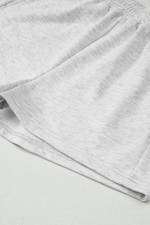 Bow Embroidered Drop Shoulder Pullover Knit Short Set