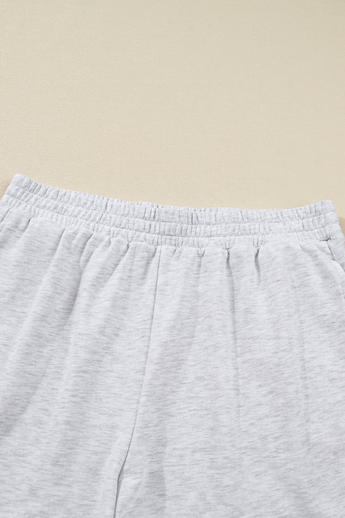 Bow Embroidered Puff Sleeve Pullover And Loose Shorts Loungewear Set