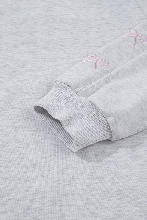 Bow Embroidered Puff Sleeve Pullover And Loose Shorts Loungewear Set