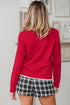 Bow Front Crew Neck Long Sleeve Knit Sweater