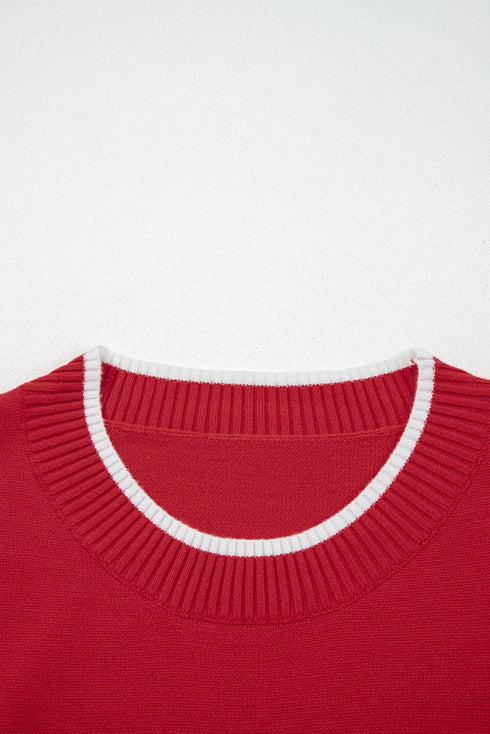 Bow Front Crew Neck Long Sleeve Knit Sweater