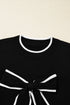 Bow Front Crew Neck Long Sleeve Knit Sweater