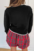 Bow Front Crew Neck Long Sleeve Knit Sweater