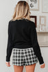 Bow Front Crew Neck Long Sleeve Knit Sweater
