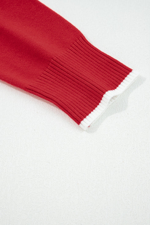 Bow Front Crew Neck Long Sleeve Knit Sweater