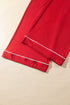 Bow Front Pocket Long Sleeve Shirt Pajama Lounge Set