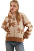 Bow Intarsia Check And Stripe Sleeve Drop Shoulder Rib Trim Sweater