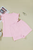 Bow Jacquard Ruffle Sleeve Short 2pcs Outfit