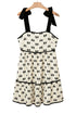 Bow Knot Color Contrast Trim Knotted Shoulder Mini Dress