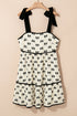 Bow Knot Color Contrast Trim Knotted Shoulder Mini Dress