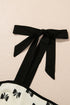 Bow Knot Color Contrast Trim Knotted Shoulder Mini Dress