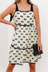 Bow Knot Color Contrast Trim Knotted Shoulder Mini Dress