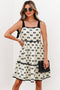 Bow Knot Color Contrast Trim Knotted Shoulder Mini Dress