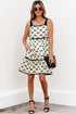 Bow Knot Color Contrast Trim Knotted Shoulder Mini Dress