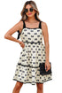 Bow Knot Color Contrast Trim Knotted Shoulder Mini Dress