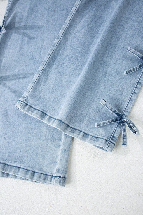 Bow Knot Side Detail Loose Wide Leg Jeans