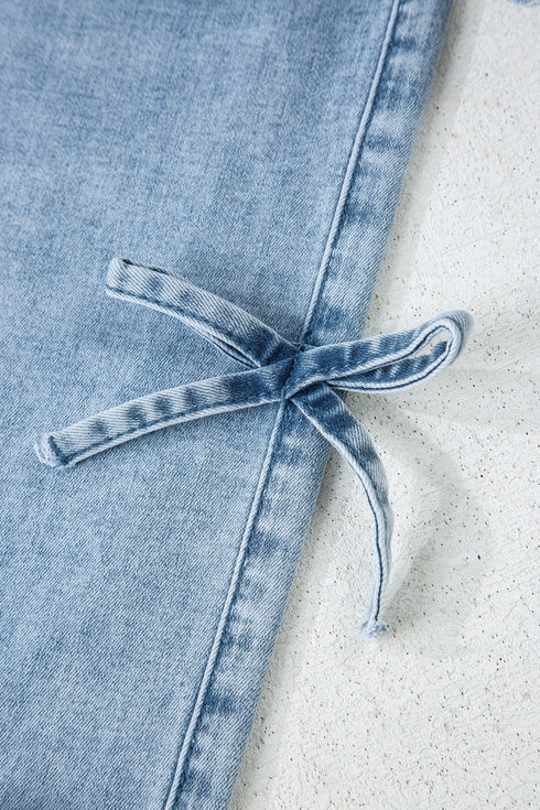 Bow Knot Side Detail Loose Wide Leg Jeans