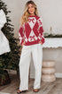 Bow Motif Diamond Argyle Crew Neck Sweater
