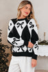 Bow Motif Diamond Argyle Crew Neck Sweater