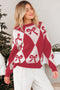 Bow Motif Diamond Argyle Crew Neck Sweater