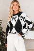 Bow Motif Diamond Argyle Crew Neck Sweater