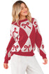 Bow Motif Diamond Argyle Crew Neck Sweater