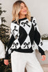 Bow Motif Diamond Argyle Crew Neck Sweater