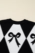 Bow Motif Diamond Argyle Crew Neck Sweater