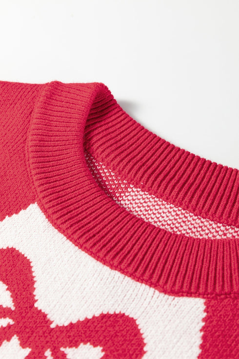 Bow Motif Diamond Argyle Crew Neck Sweater