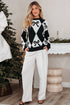 Bow Motif Diamond Argyle Crew Neck Sweater
