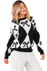 Bow Motif Diamond Argyle Crew Neck Sweater