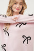 Bow Pattern Jacquard Loose Fit Knit Sweater