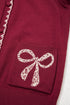 Bow Pocket Collared Long Sleeve Knit Cardigan