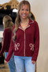 Bow Pocket Collared Long Sleeve Knit Cardigan