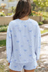 Bow Print Corded Twisted Rib Long Sleeve Short Set
