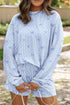 Bow Print Corded Twisted Rib Long Sleeve Short Set