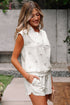 Bow Print Half Zip Tank Matching Short Sets