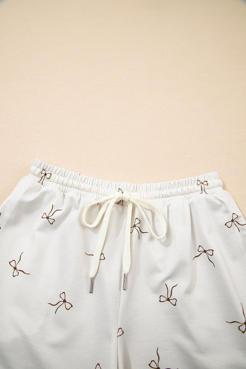 Bow Print Half Zip Tank Matching Short Sets
