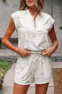 Bow Print Half Zip Tank Matching Short Sets