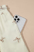 Bow Print Lace Trim Elastic Waist Drawstring Shorts