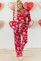 Bow Print Long Sleeve Button Down Pajama Set