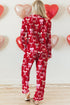 Bow Print Long Sleeve Button Down Pajama Set