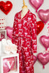 Bow Print Long Sleeve Button Down Pajama Set
