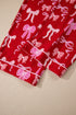 Bow Print Long Sleeve Button Down Pajama Set